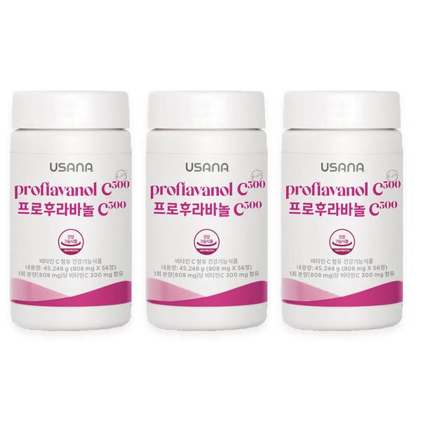 메온셀 <b>유사나</b> 프로후라바놀 C300 56정 3병 항산화 세포보호 비타민C 포도씨추출물
