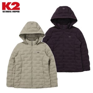 K2 여성 경량 구스 점퍼 누빔 후드 탈부착 패딩