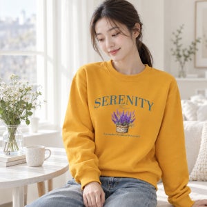 라벤더 맨투맨 여자 루즈핏 꾸안꾸 감성 데일리 봄가을룩 빅사이즈 특양면 기모 여성 학생