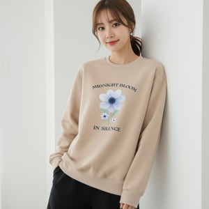 블루블룸 맨투맨 여자 루즈핏 꾸안꾸 감성 데일리 봄가을룩 빅사이즈 특양면 기모 여성 커플