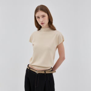 마인드브릿지 캡 슬리브 모크넥 니트 MZKT5201