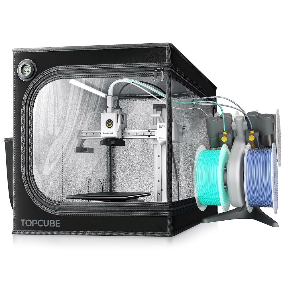 밤부 A1 미니용 <b>감소</b> FOR 내화 방진 BLA 460X460X550MM 인클로저 프린터 NI 소음 일정 커버 3D TOPCUBE 조명 LED 온도 1 박스세트 배기관