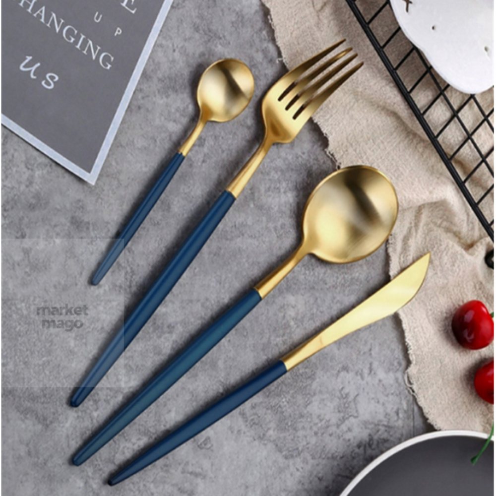 엠다인 커트러리세트24개 골드블루 명품커트러리