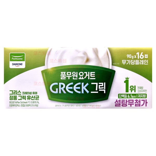 풀무원 다논 그릭요거트 무가당플레인 90g 16개입/ 얼음팩하나더추가