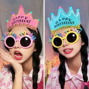 LED 왕관 생일안경 세트 해피버스데이 주인공 브라이덜샤워 이벤트 할로윈데이 어린이집 파티