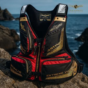아티누스 구명조끼 AV-154R 플로팅 갯바위 낚시 구명복 레드