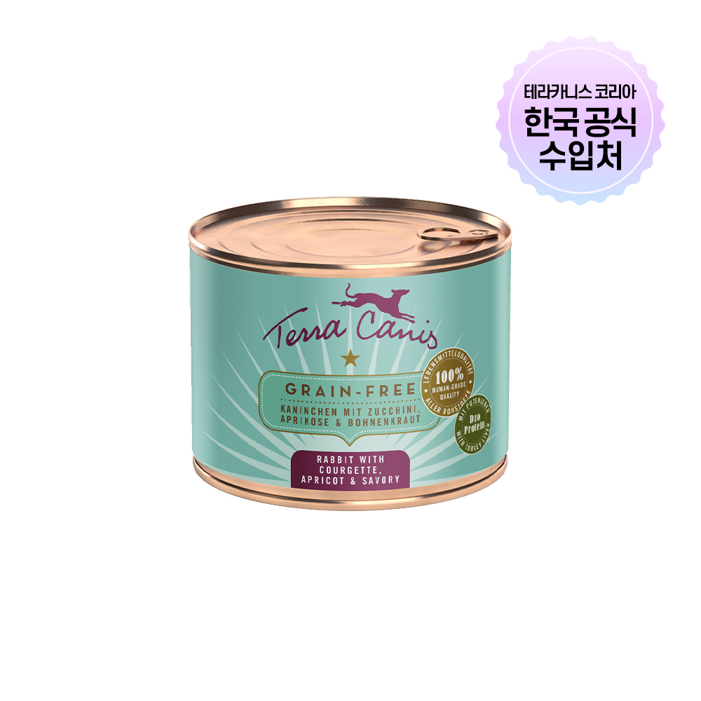 테라카니스 그레인프리 전견종 습식캔 강아지사료 토끼+애호박, 200g, 1개
