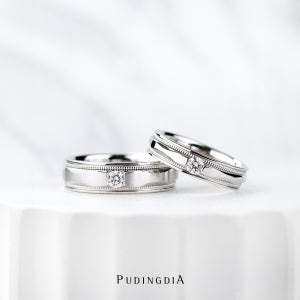 (아르키) 슬림패턴 천연 1부 다이아몬드 반지 남녀 세트 아기자기한 스타일 푸딩다이아