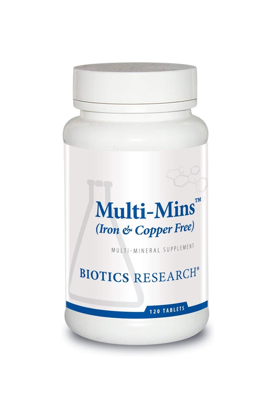 바이오틱스 리서치 Multi Mins <b>아이언</b> 철분 코퍼 <b>구리</b> 프리 <b>멀티 미네랄</b> 120타블렛