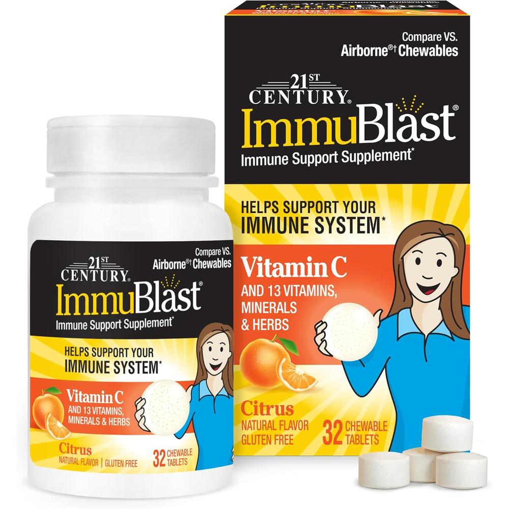 21st Century 21센츄리 <b>Immublast</b> 32 츄어블 타블렛 시트러스 4팩