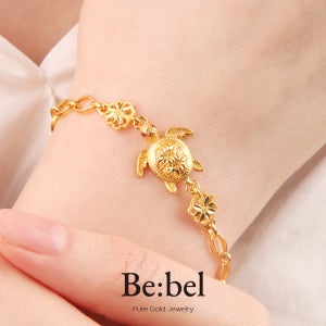 순금팔찌 11.25g(3돈) 24k 여자 루비 클로버 거북이 비벨