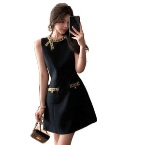 LF 미우 스타일 슬리브리스 A라인 드레스 여성패딩 미센스 원피스 블랙 니트스커트 S 추천 98 이내