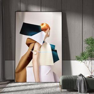 인테리어 모던 고급 예술 작품 거실 현관 그림 개성 있는 여성 인물 배경 벽 대형 액자