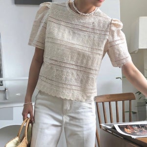 아일렛셔츠 아일렛블라우스 펀칭블라우스 흰색셔츠 아이리스