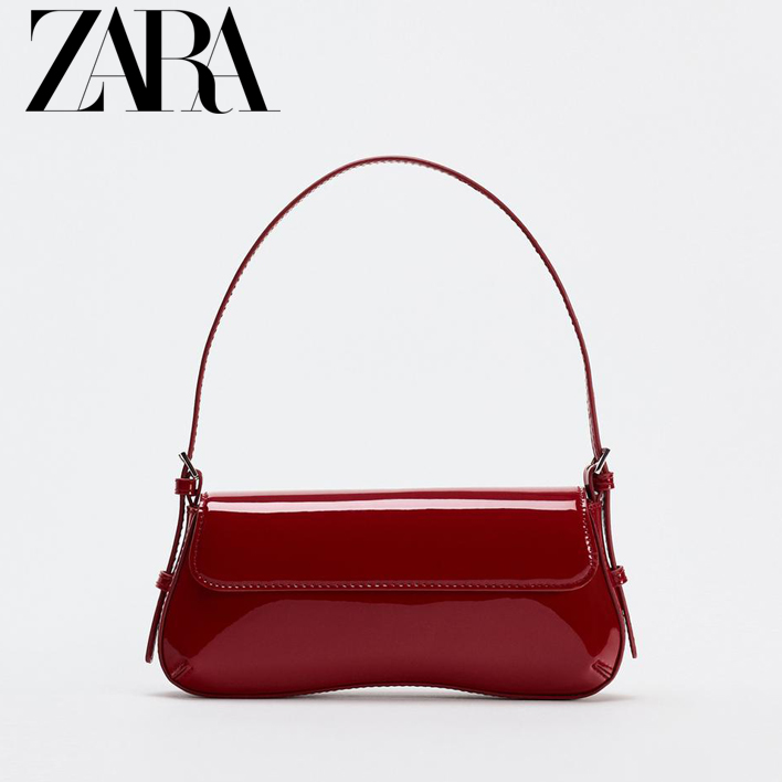ZARA 플립 레트로 레드 숄더백 미니 바게트백 데일리
