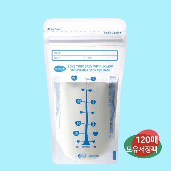 모유저장팩 210ml 일회용 120매 스텐드형 냉동보관 유니맘 ( 추가상품 옵션 구매시 할인가 적용 )
