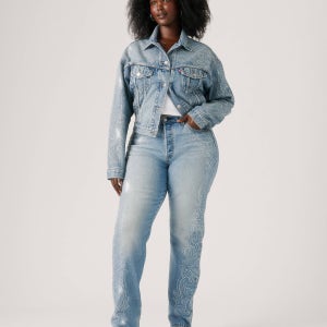 Beyonce X 리바이스 501 커브 여성 청바지 Western Crystal