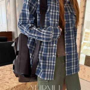 EGGIS 에그이즈 리버 체크 포켓 오버핏 셔츠 2color