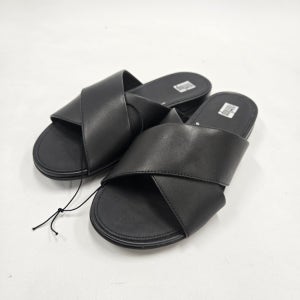 핏플랍 여성 슬리퍼 그레이시 레더 크로스 슬라이드 블랙 코코이마켓