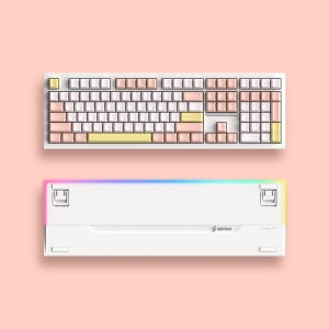 SPM PL108W 목새 풀배열 유무선 저소음 기계식 키보드 사무용 베이비 핑크, 목새