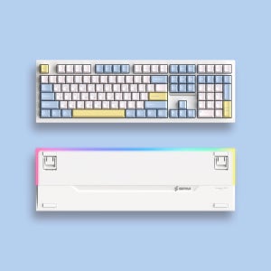 SPM PL108W 목새 풀배열 유무선 저소음 기계식 키보드 사무용 베이비 블루, 목새