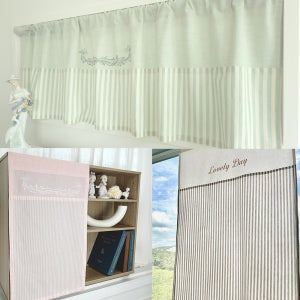 주문제작 가림막커튼 줄지배색 가리개 선반 책장 방문 주방 바란스 창문 미니 천 벨크로50