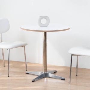 새턴 원형테이블 미드센추리모던 카페 원룸 2인용식탁 700mm, 화이트, 십자다리