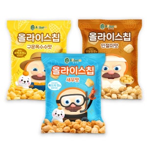브레드이발소X올바름 올라이스칩 3봉 1set 아기과자 두돌 아기 간식 24개월 독도 쌀과자
