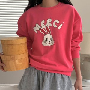여성 가을 맨투맨 티셔츠 래빗 귀여운 간절기 기본