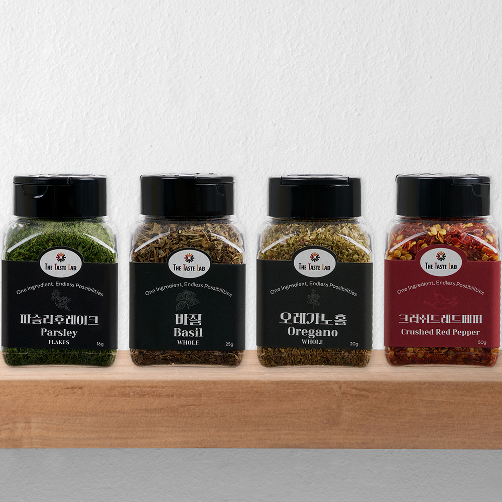 더테이스트랩 이탈리아 파슬리 가루 <b>오레가노</b> 크러쉬드레드페퍼 바질가루 향신료 4종 세트