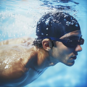 엑토 IPX8 방수 32GB MP3 초경량 골전도 수영 운동 러닝 스포츠 블루투스 이어폰 블랙 BTE-40