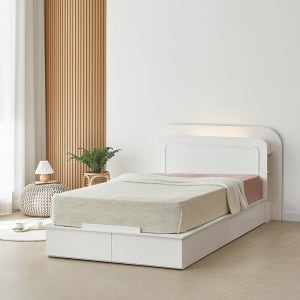 넬리 화이트 수납형 침대 프레임 1인용 슈퍼싱글 침대 호텔 트윈 학생 부부 가구(SS)