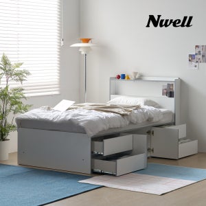 느웰베드 신스 LED 2단 수납 침대 프레임 S(싱글), 화이트