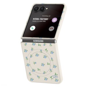 블루로즈가든 맥세이프 하드 케이스 베이지, 갤럭시Z 플립7