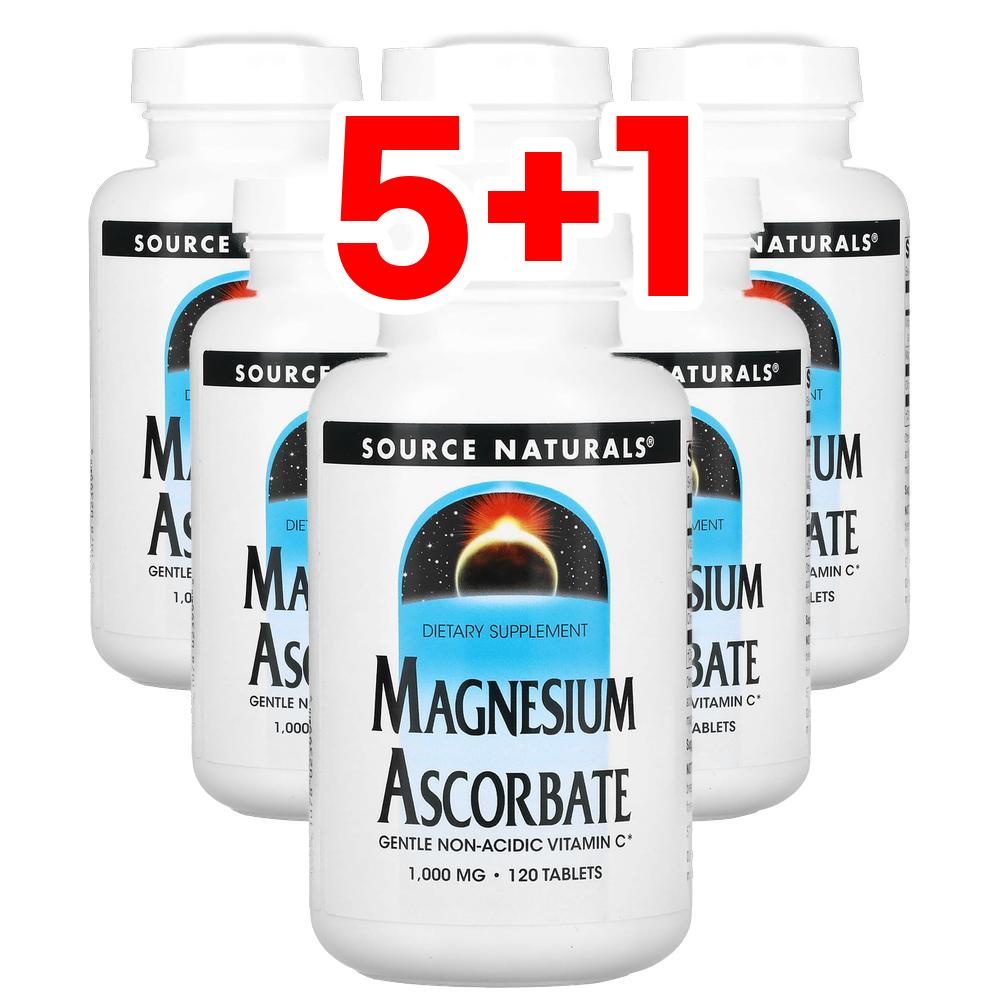 [5+1] 소스내츄럴스 <b>마그네슘 아스코르베이트 1000mg</b> 120 타블렛