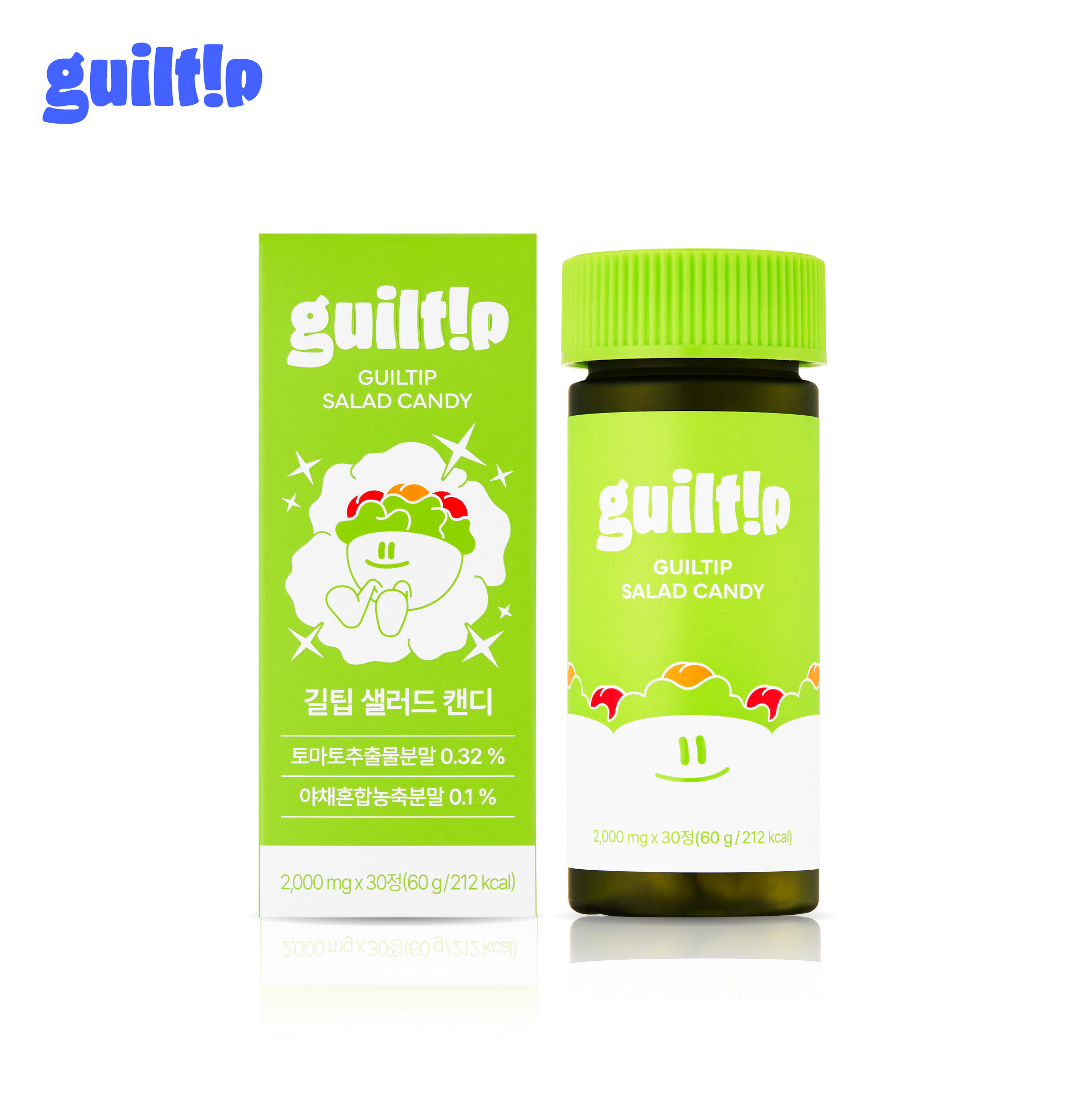 길팁 샐러드캔디 <b>식이섬유</b> 야채혼합농축분말 사과맛 30정, 1개