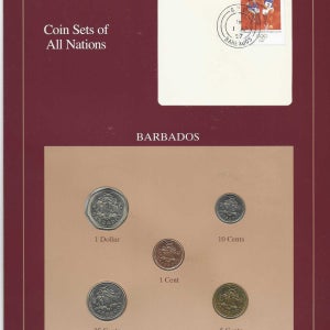 모든 국가의 코인 세트 바베이도스 카리브해 국가 5종주화+우표세트, 주화 / 판매번호: 외-133
