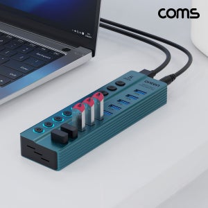 [FW323] USB 3.0 10포트 멀티허브 5Gbps 개별 스위치 12V 전원