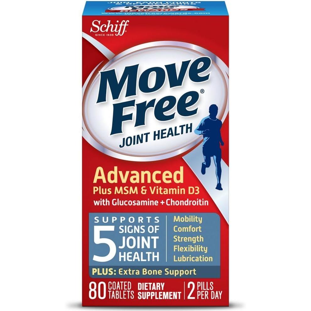 Schiff 쉬프 <b>무브프리 어드밴스드 플러스 MSM</b>+<b>비타민</b>D3 타블렛 80정 3개