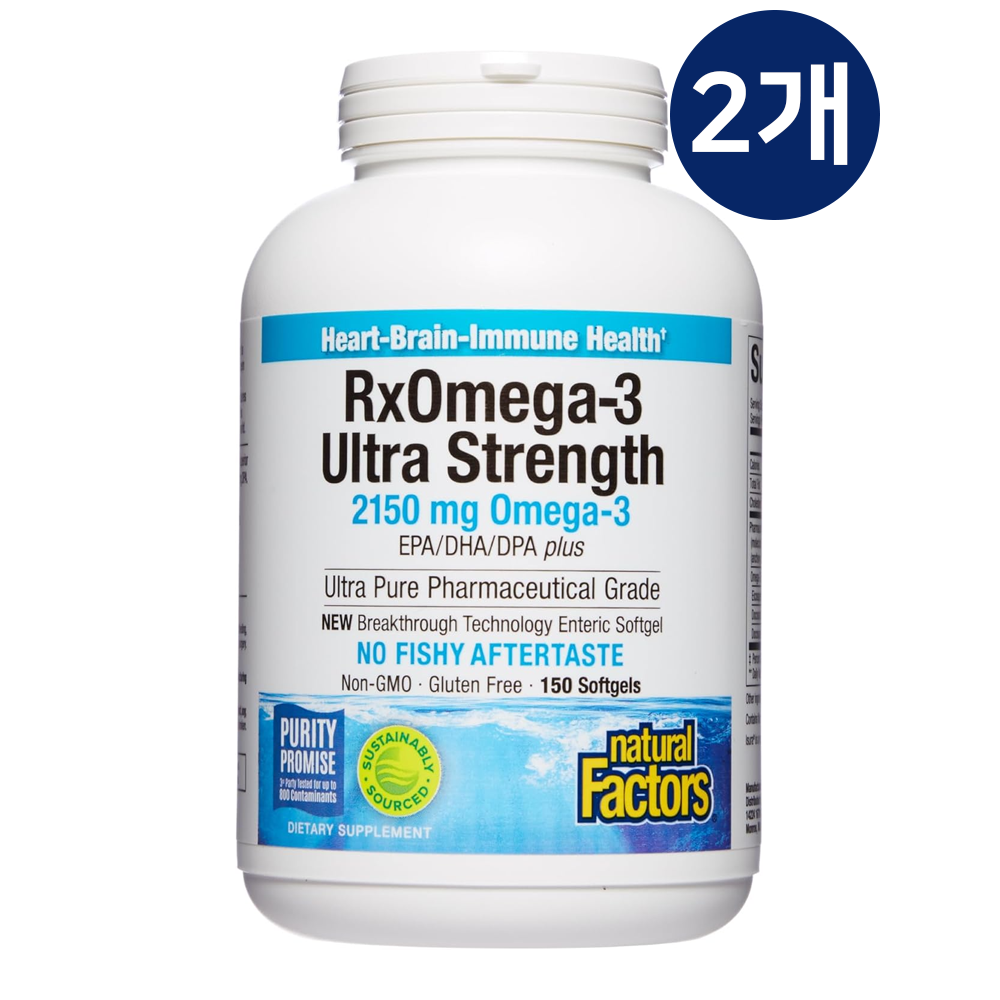 내추럴팩터스 <b>Rx 오메가</b>3 울트라 스트렝스 150캡슐, 2개