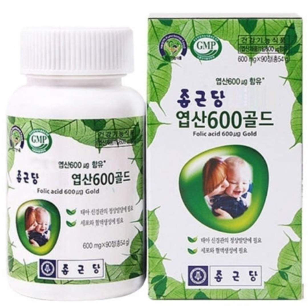 종근당건강 안심 <b>엽산</b> <b>엽산</b>제 600골드 프리미엄 600mg x 90정(3개월분)