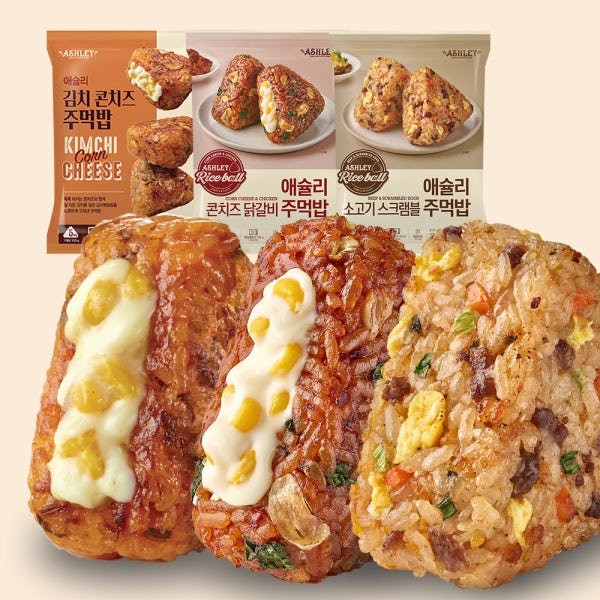 [N배송] 애슐리 주먹밥 15개입 (김치5+닭갈비5+소고기5) 냉동 삼각김밥