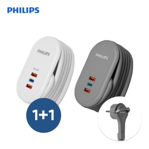 1+1 필립스 고용량 파워 트래블 멀티탭 1구 USB C타입 A타입 1.5M 납작 콘센트 여행용