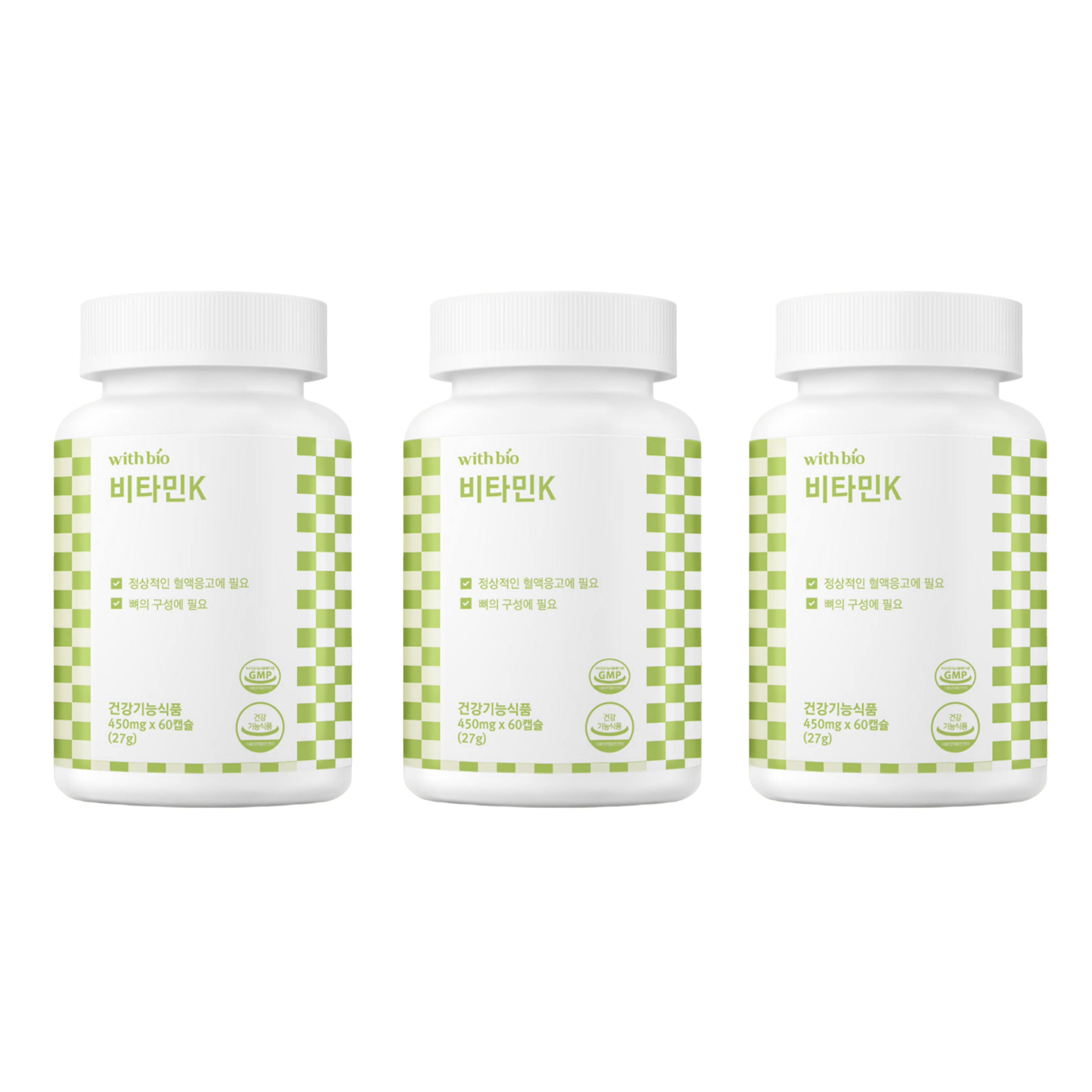 위드바이오 <b>비타민K</b> 450mg x 60캡슐, 3개