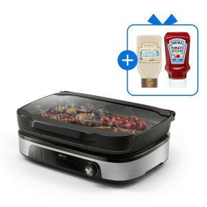 필립스 5000시리즈 대형 멀티 전기 그릴 퀵예열 유리 뚜껑 + 하인즈 케찹&마요네즈