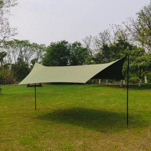 KOOLMAN 쿨맨 MCETO 캠핑 헥사 플라이 타프 그늘막 블랙코팅 M, 올리브그린