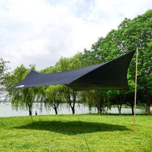 KOOLMAN 쿨맨 MCETO 캠핑 헥사 플라이 타프 그늘막 블랙코팅 L, 블랙