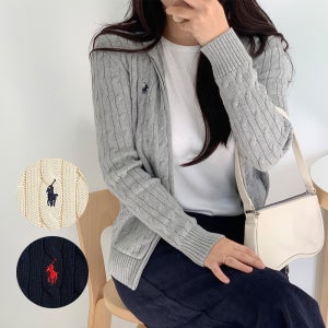 폴로 랄프로렌 후드 집업 보이즈 케이블 꽈배기 니트