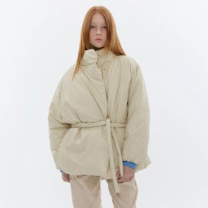 [오아이오아이컬렉션] 비건 레더 랩 패딩 자켓 [CREAM]