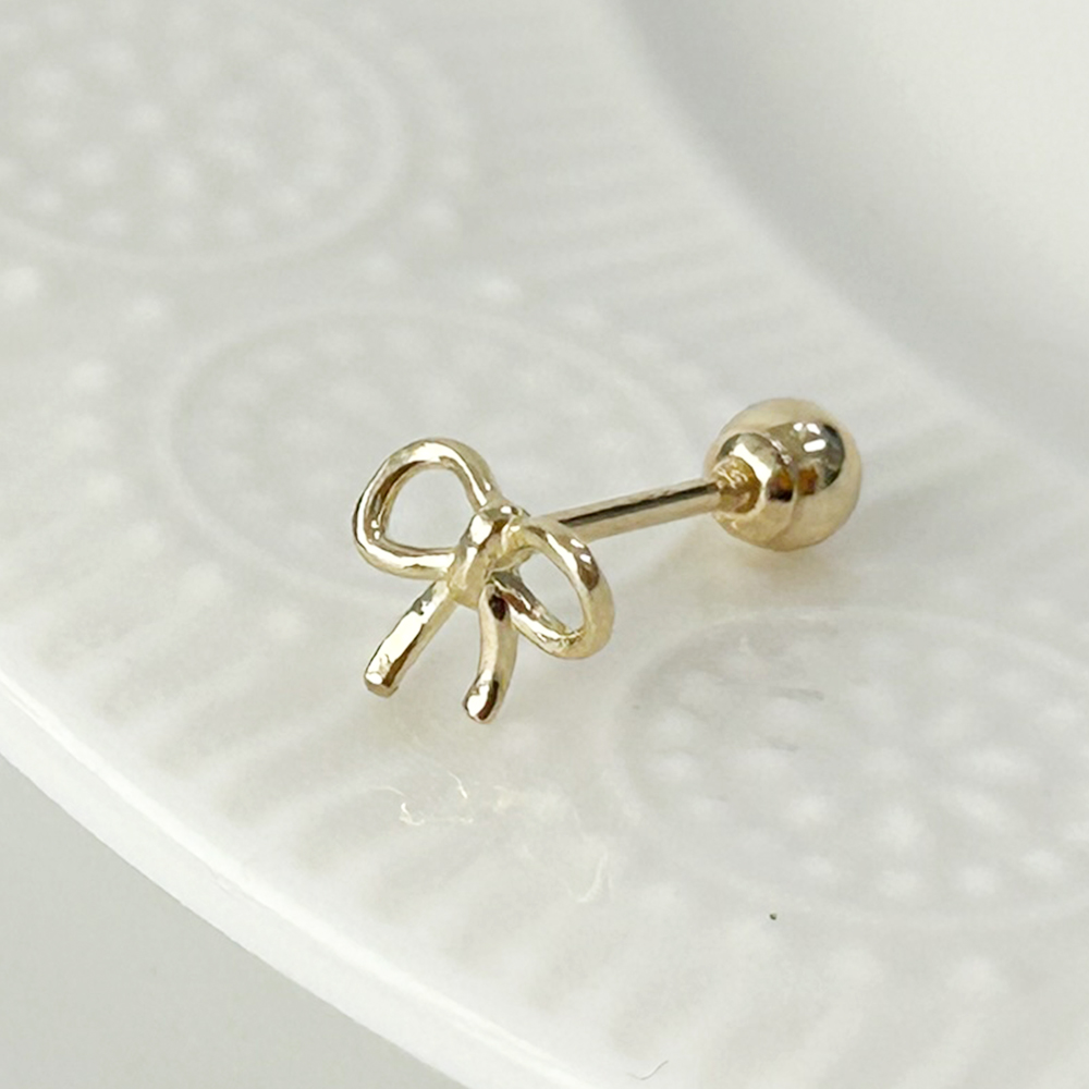 금 14K 골드 큐티 라인 리본 피어싱 귓바퀴 귓볼 이너컨츠 트라거스 14K MA 243